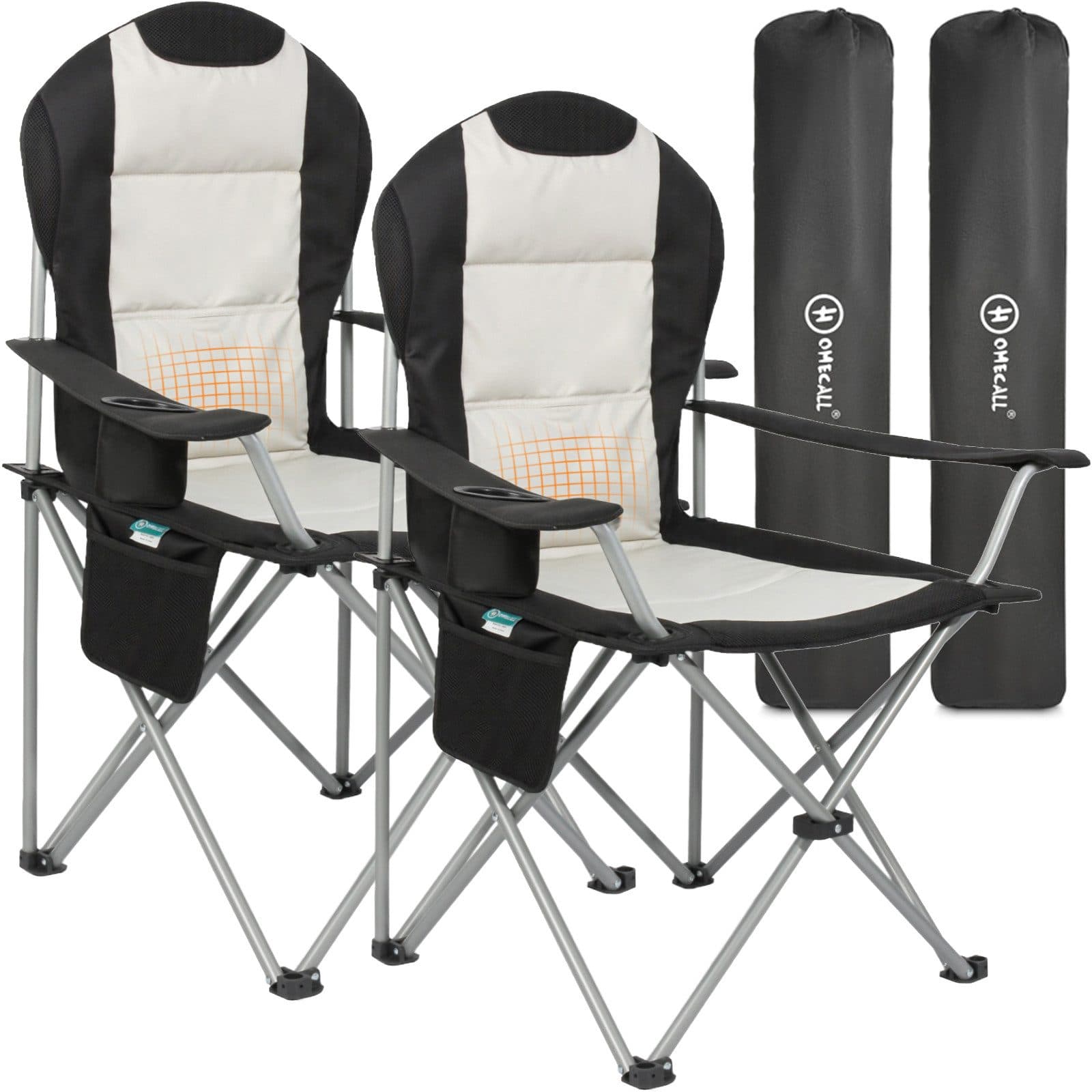 HOMECALL Campingstuhl Hochlehner 108cm Schwarz Klappstuhl mit Lendenwirbelstütze - Bild 2