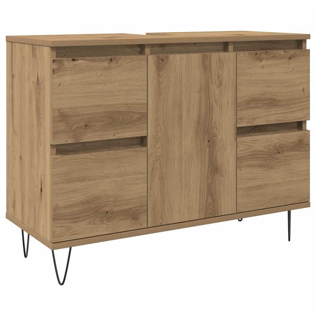 vidaXL Badschrank Artisan-Eiche Holzwerkstoff mit Eisenfüßen - Bild 2