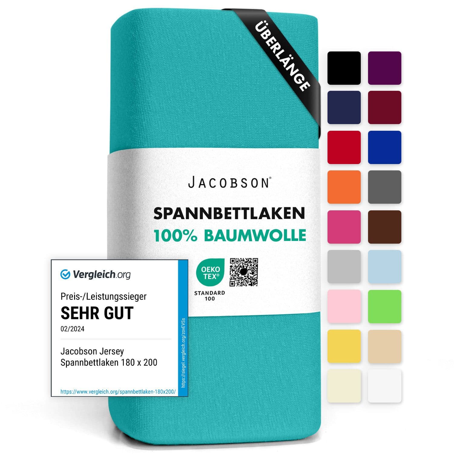 Jacobson Spannbettlaken Baumwolle Jersey OEKO-TEX - Bild 2