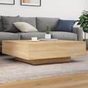 vidaXL Couchtisch 100x100x31 cm LED-Leuchten Sonoma-Eiche Bild 2