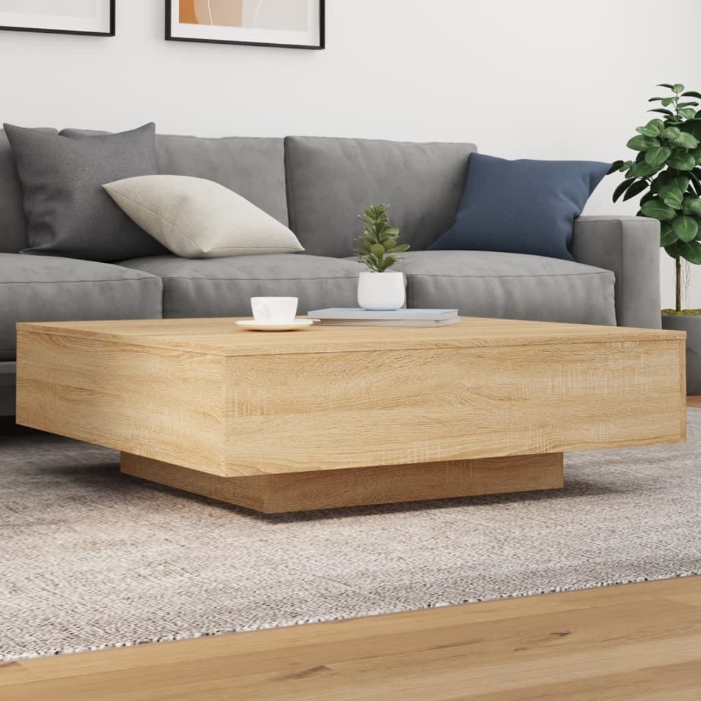 vidaXL Couchtisch 100x100x31 cm LED-Leuchten Sonoma-Eiche - Bild 2