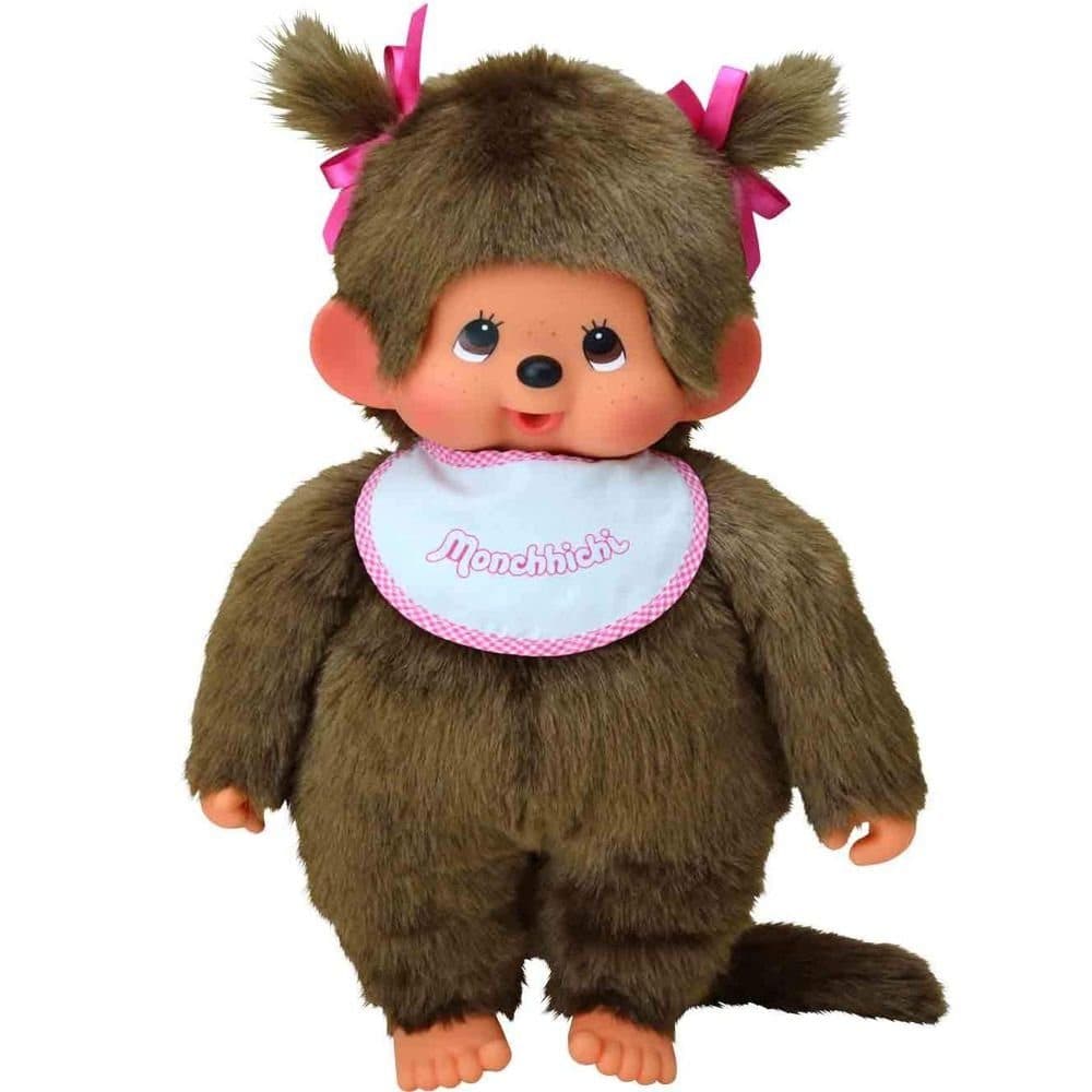 Monchhichi Plüschfigur Classic Mädchen 45 cm mit rosa Lätzchen