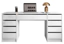 Lookway Schreibtisch MADA DOUBLE Weiß Hochglanz mit 9 Schubladen Bild 2