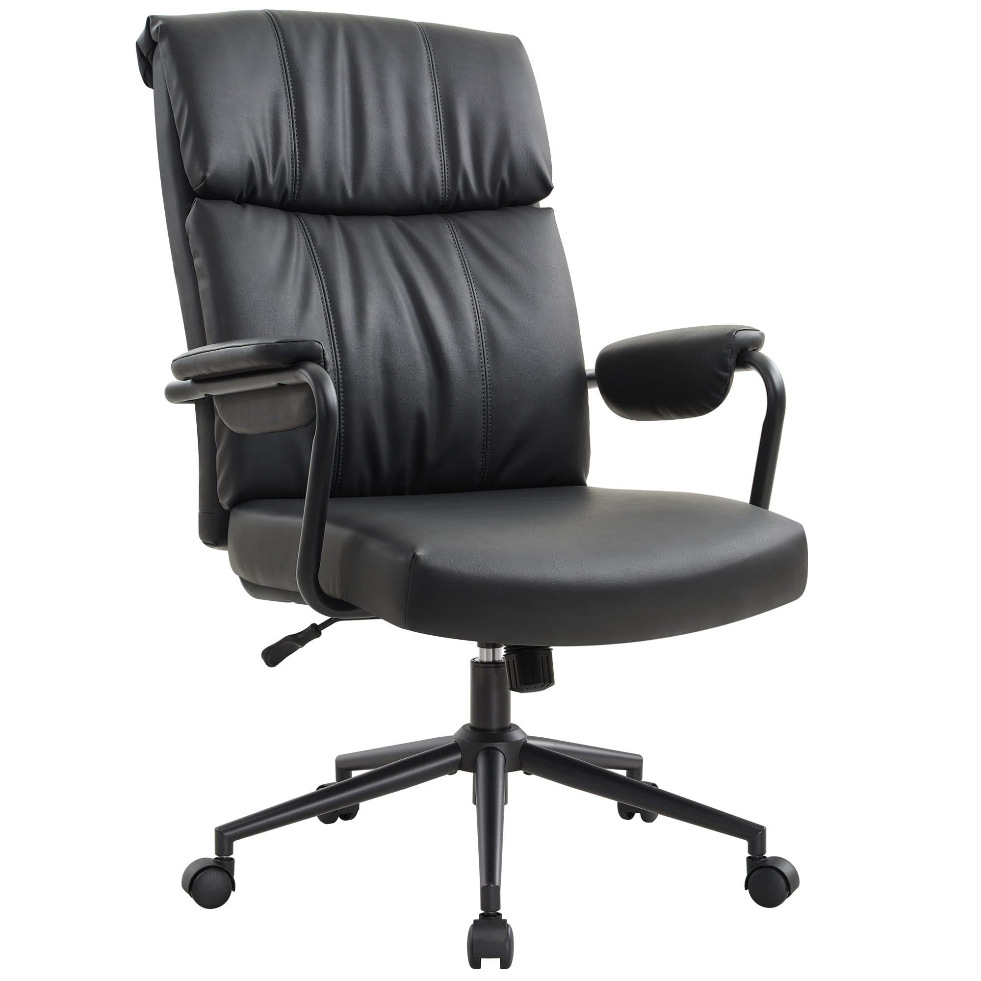 IWMH Bürostuhl Ergonomischer Chefsessel Retro PU-Leder Schwarz - Bild 2