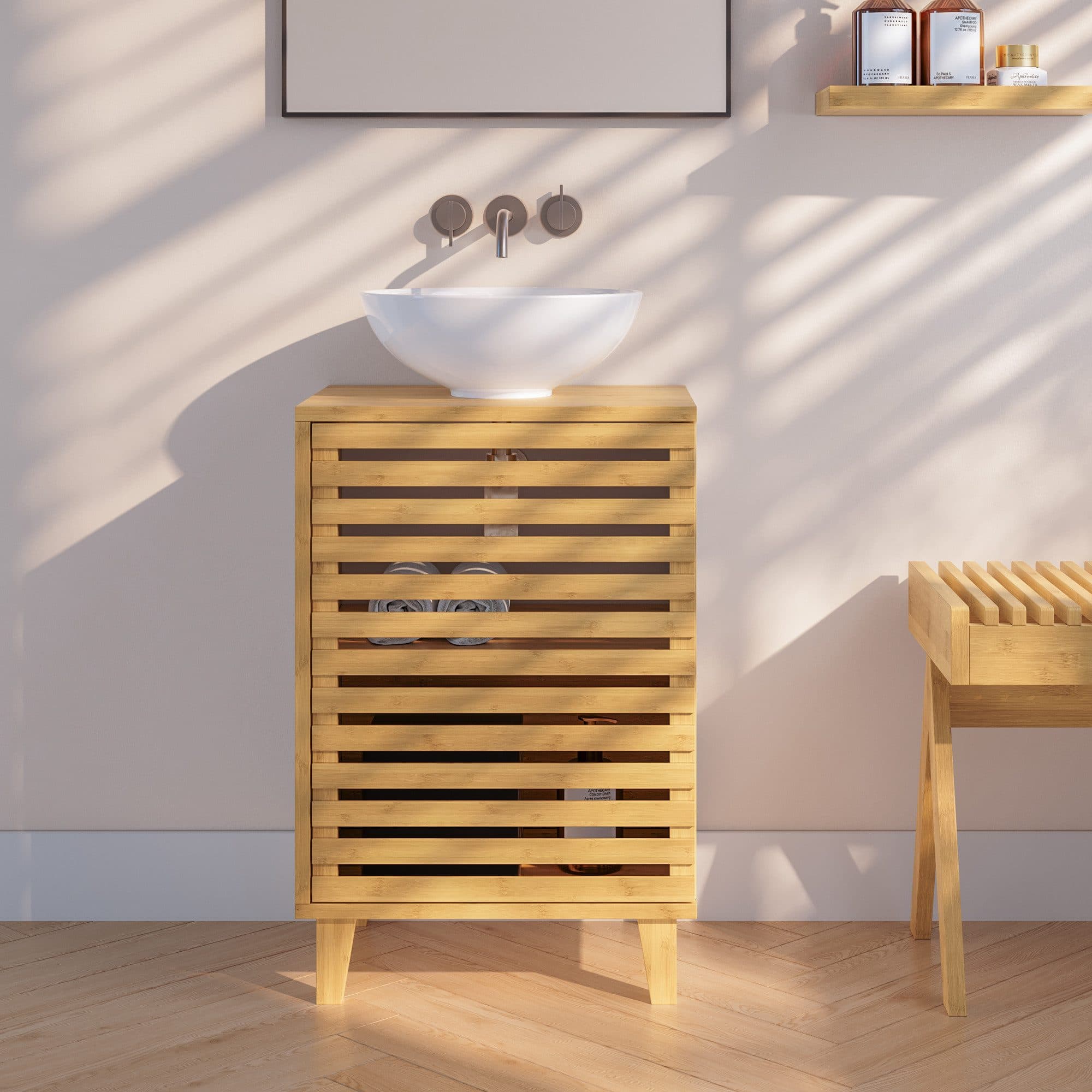 en.casa Waschbeckenunterschrank Bambus Natur - Bild 2