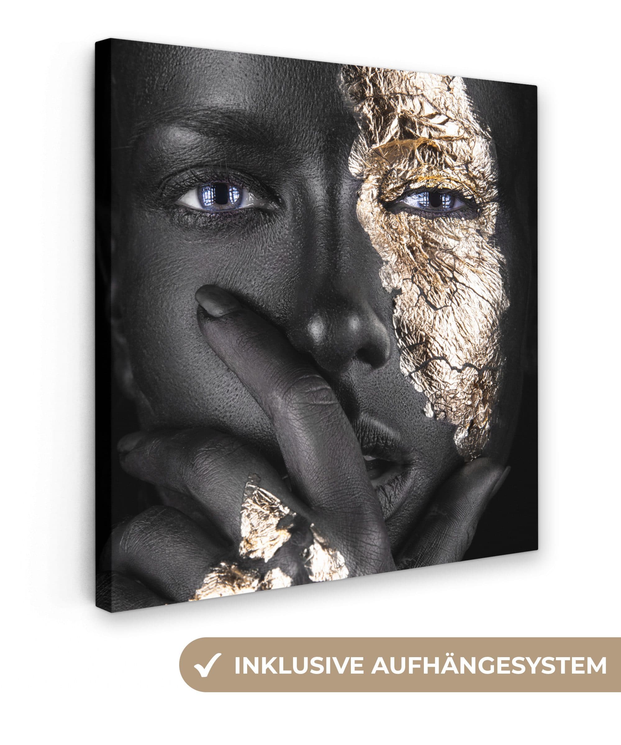 OneMillionCanvasses® Leinwandbild Frau Gold Schwarz Luxus - Bild 2
