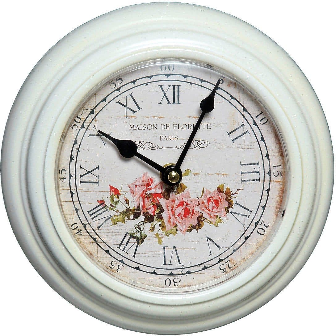 AMBIENTE HAUS Rosen Wanduhr aus Metall 20cm Weiß