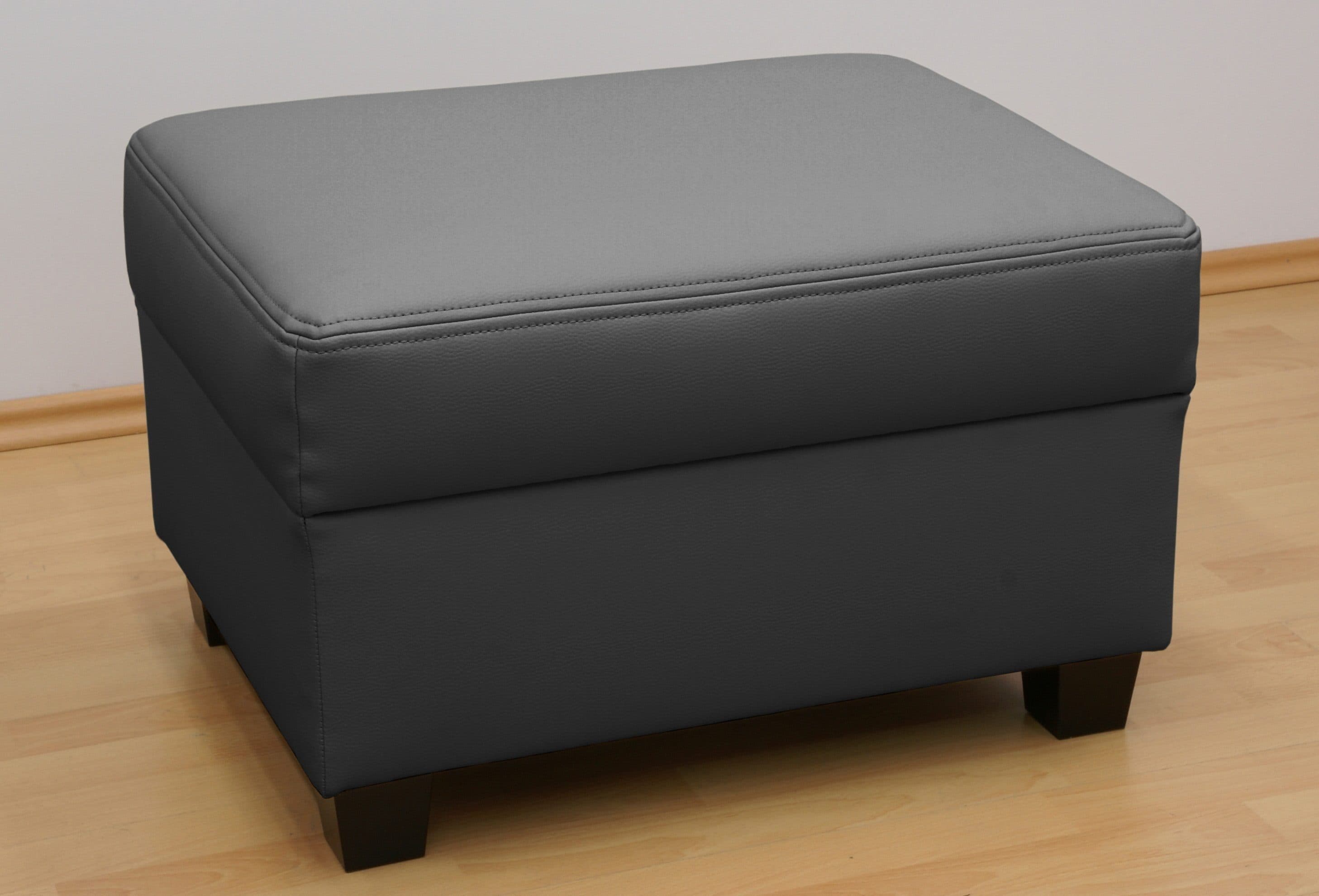 DOMO Collection Hocker Norma Top Schwarz Kunstleder - Bild 2