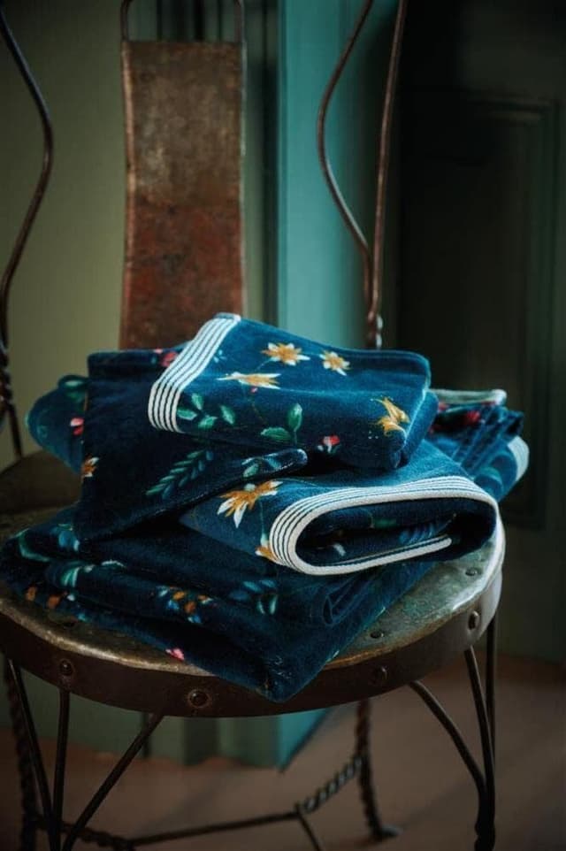 PiP Studio Les Fleurs Dark Blue Handtuch Set - 100% Baumwolle, Terry Velour