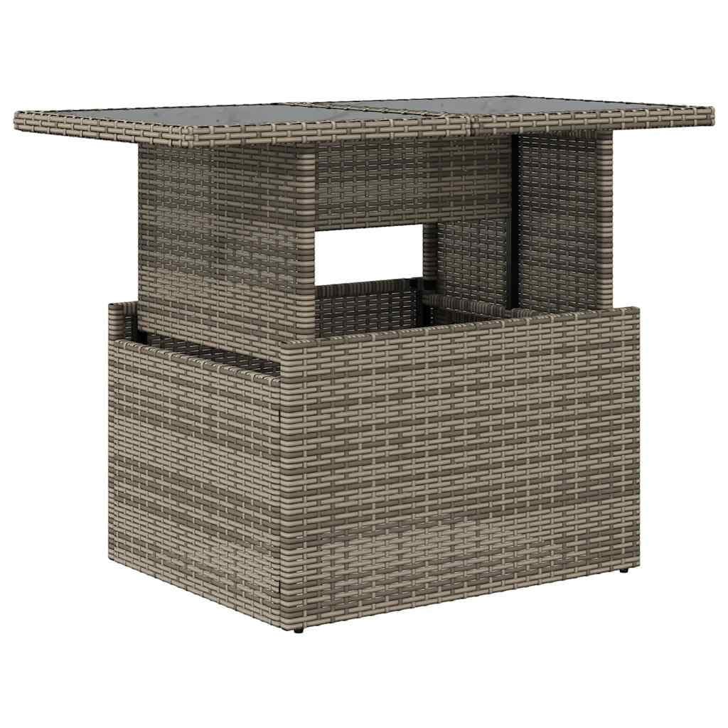vidaXL Gartentisch Grau Poly Rattan mit Glasplatte - Bild 2