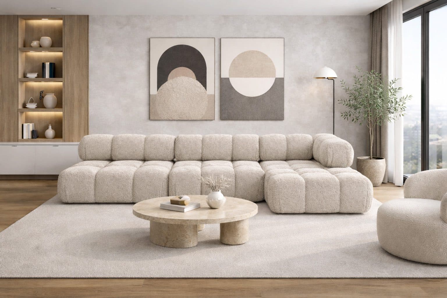 Kaiser Möbel Ecksofa L-form, Wohnlandschaft, Bouclé-Stoff Abriamo, Modernes L-Design - Bild 2