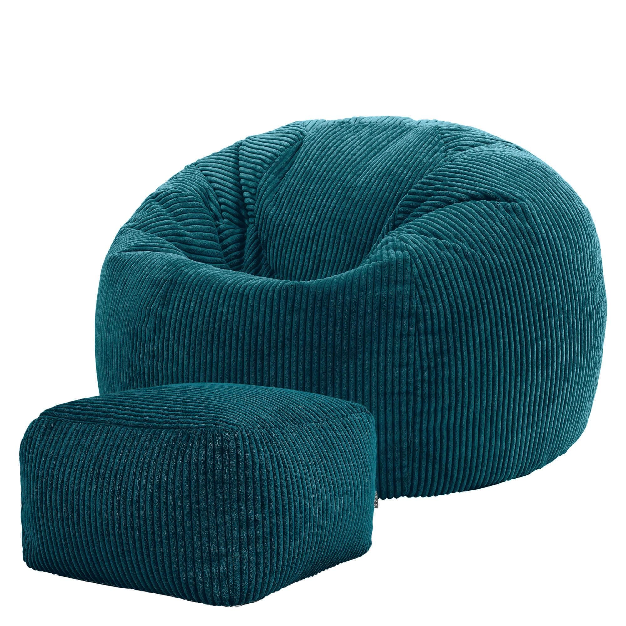 Icon Kingston Sitzsack mit Hocker Cord Blaugrün Made in Germany - Bild 2