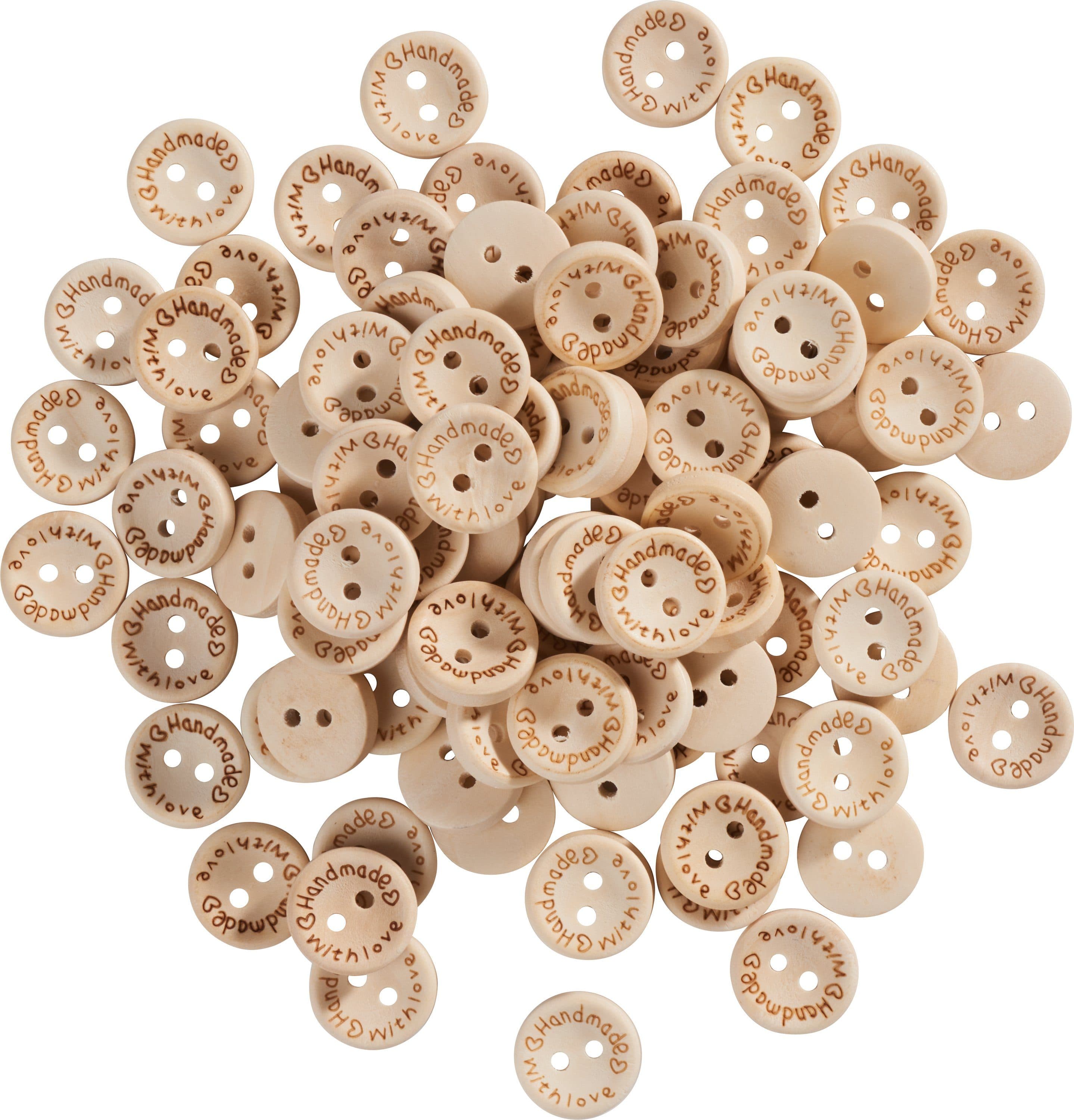 VBS XXL Holzknöpfe Handmade with love, 100 Stück