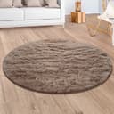 Paco Home Hochflor-Teppich Silky 591 Rund Polyester Beige Grau Bild 2