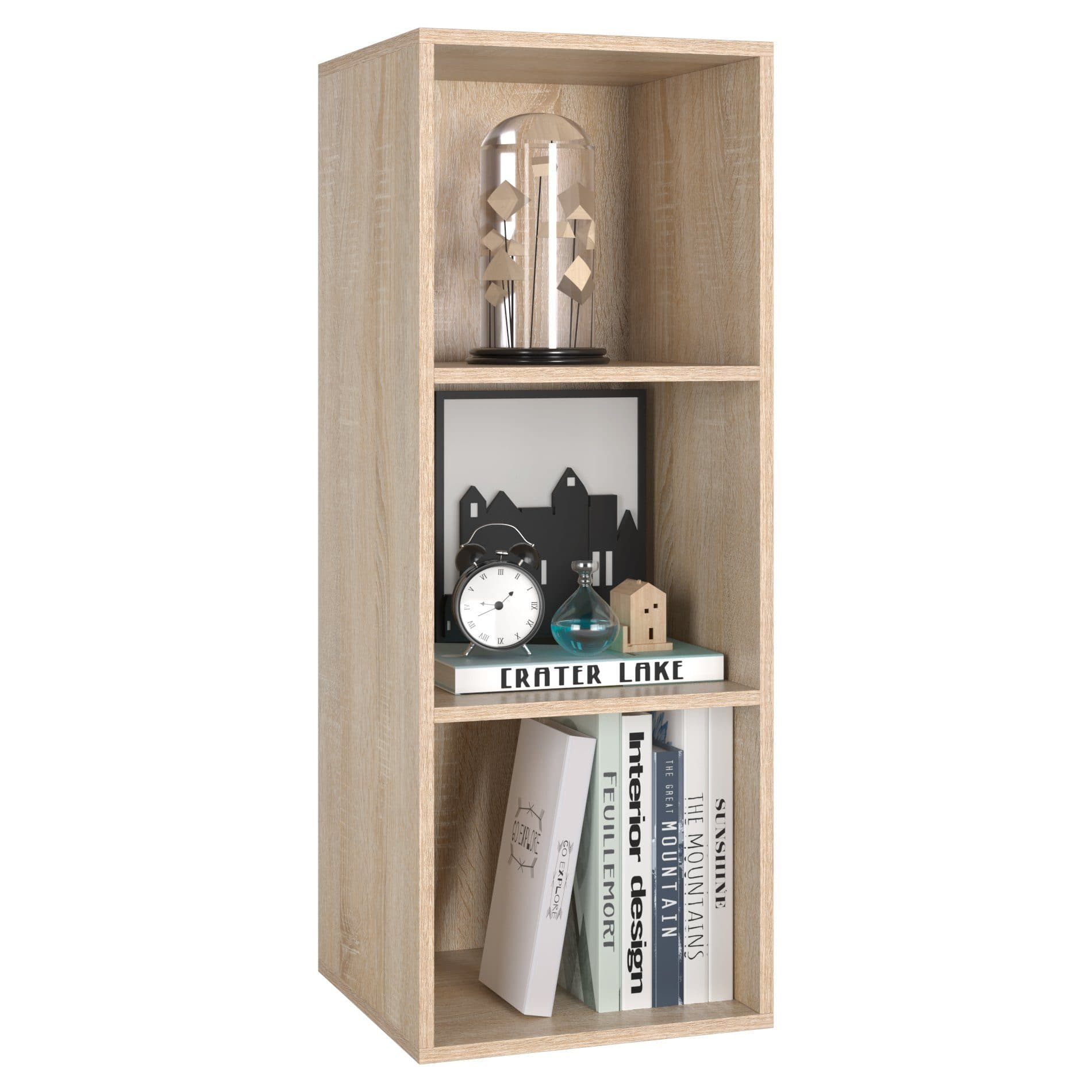 Homfa Bücherregal Standregal 3 Fächer Würfelregal Eiche - Bild 2