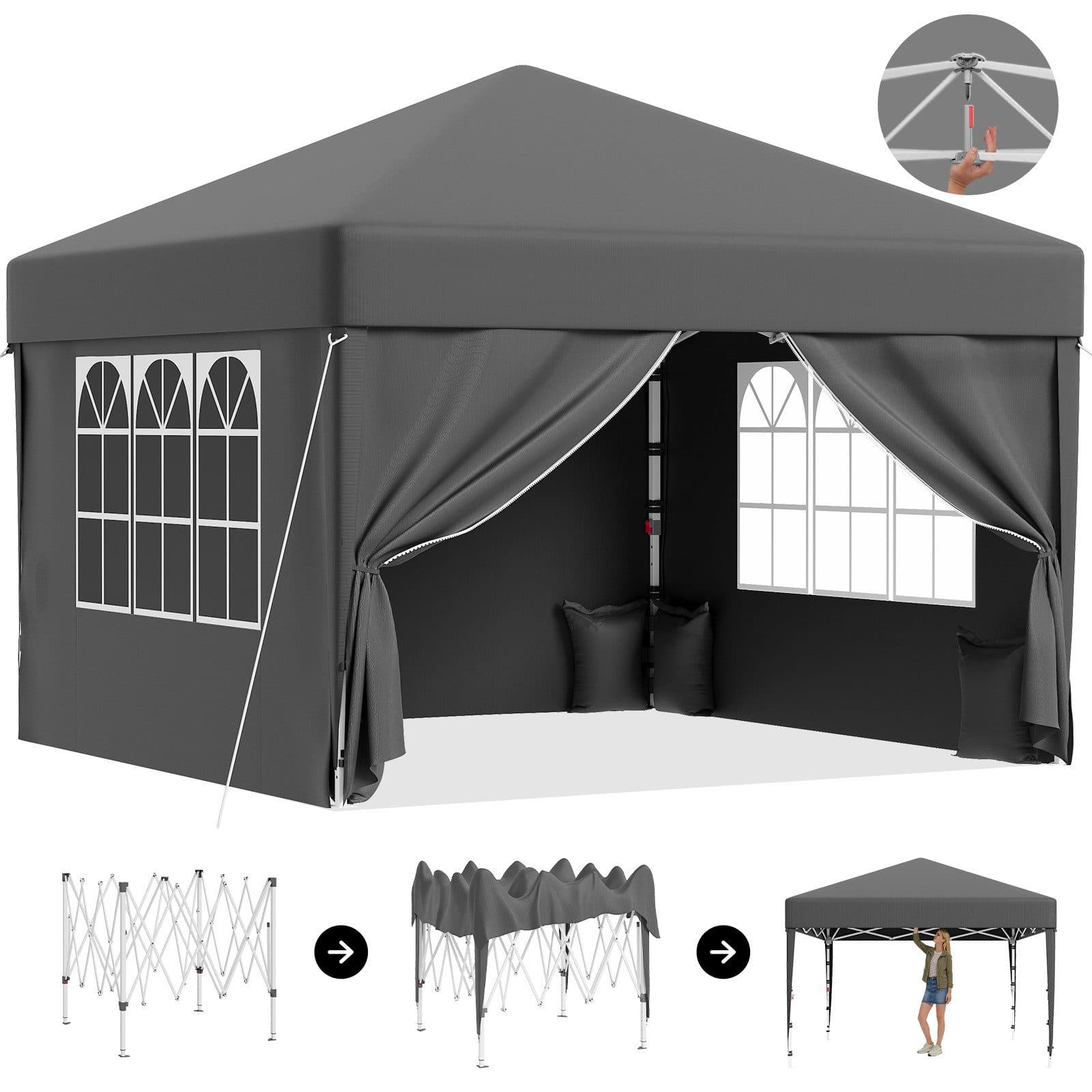 HOMALL Pavillon 3x3/3x6 m Faltpavillon Gartenpavillon Winterfest - Bild 2