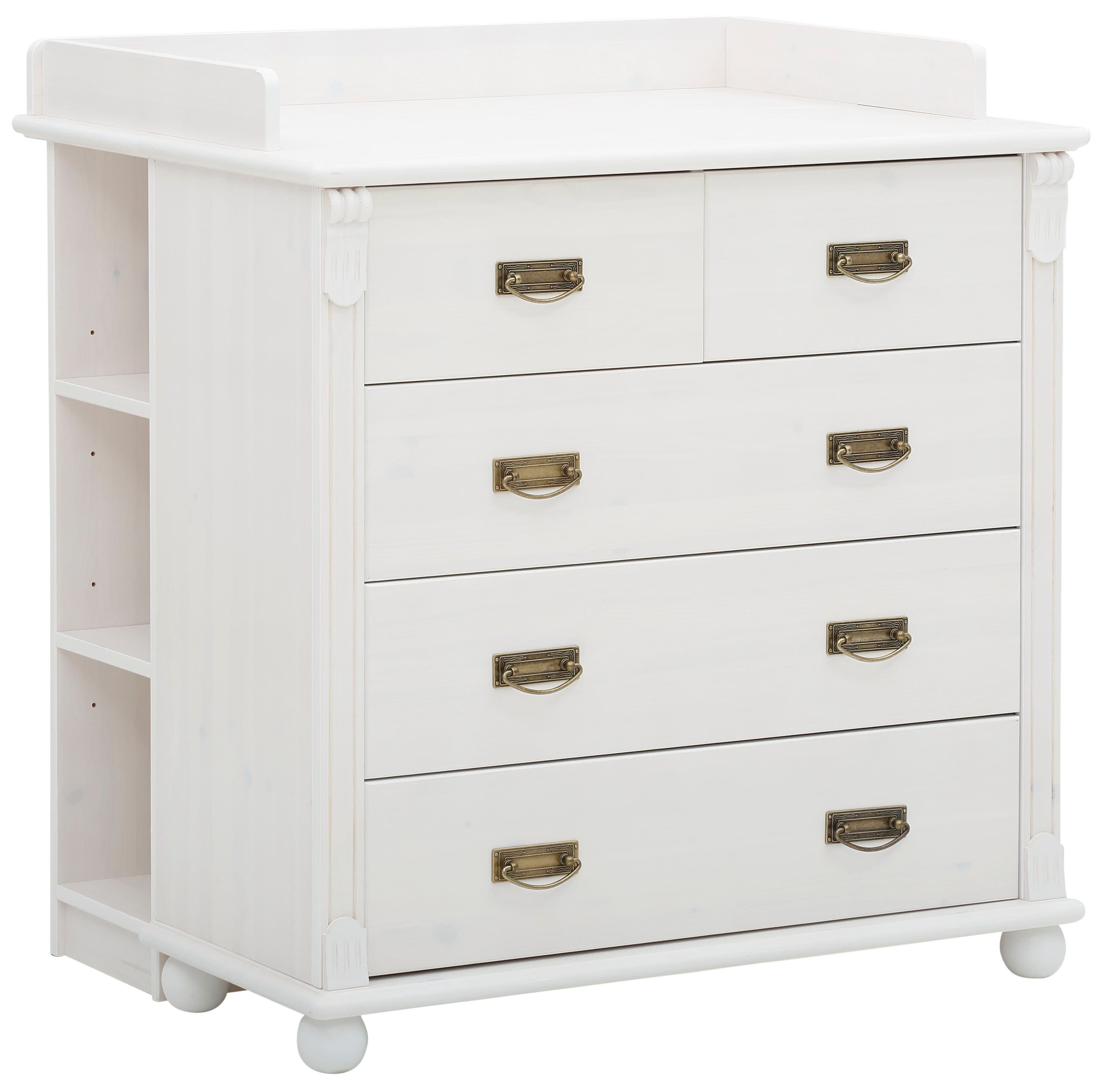 OTTO HOME Wickelkommode Aimo Landhausstil Weiß mit Messinggriffen - Bild 2