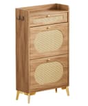 Yorbay Schuhschrank Schmal mit Rattan-Deko & 2 Klappen Bild 2