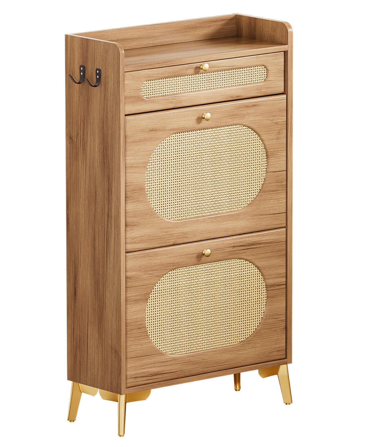 Yorbay Schuhschrank Schmal mit Rattan-Deko & 2 Klappen - Bild 2
