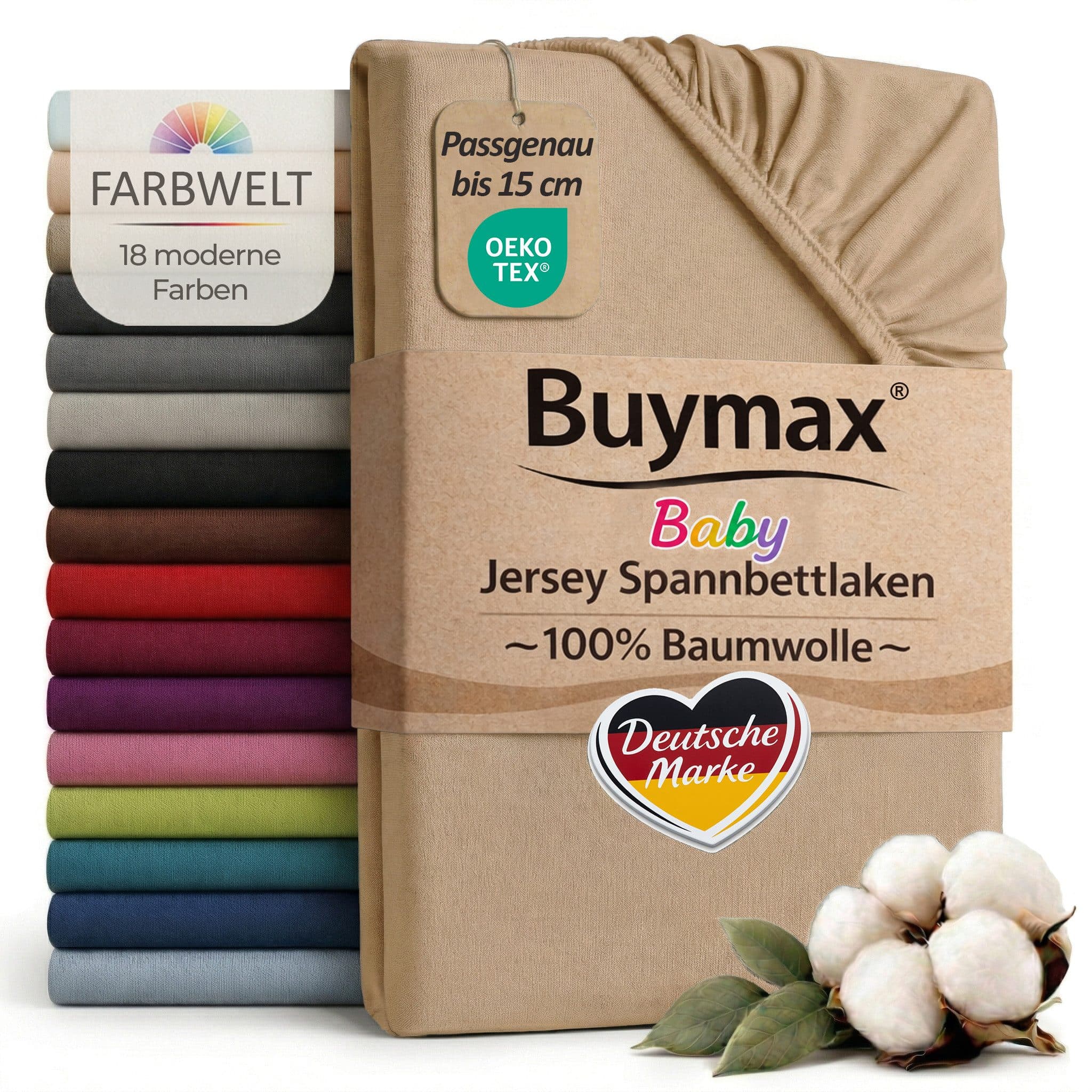 Buymax Spannbettlaken Baby Jersey Beige - Bild 2