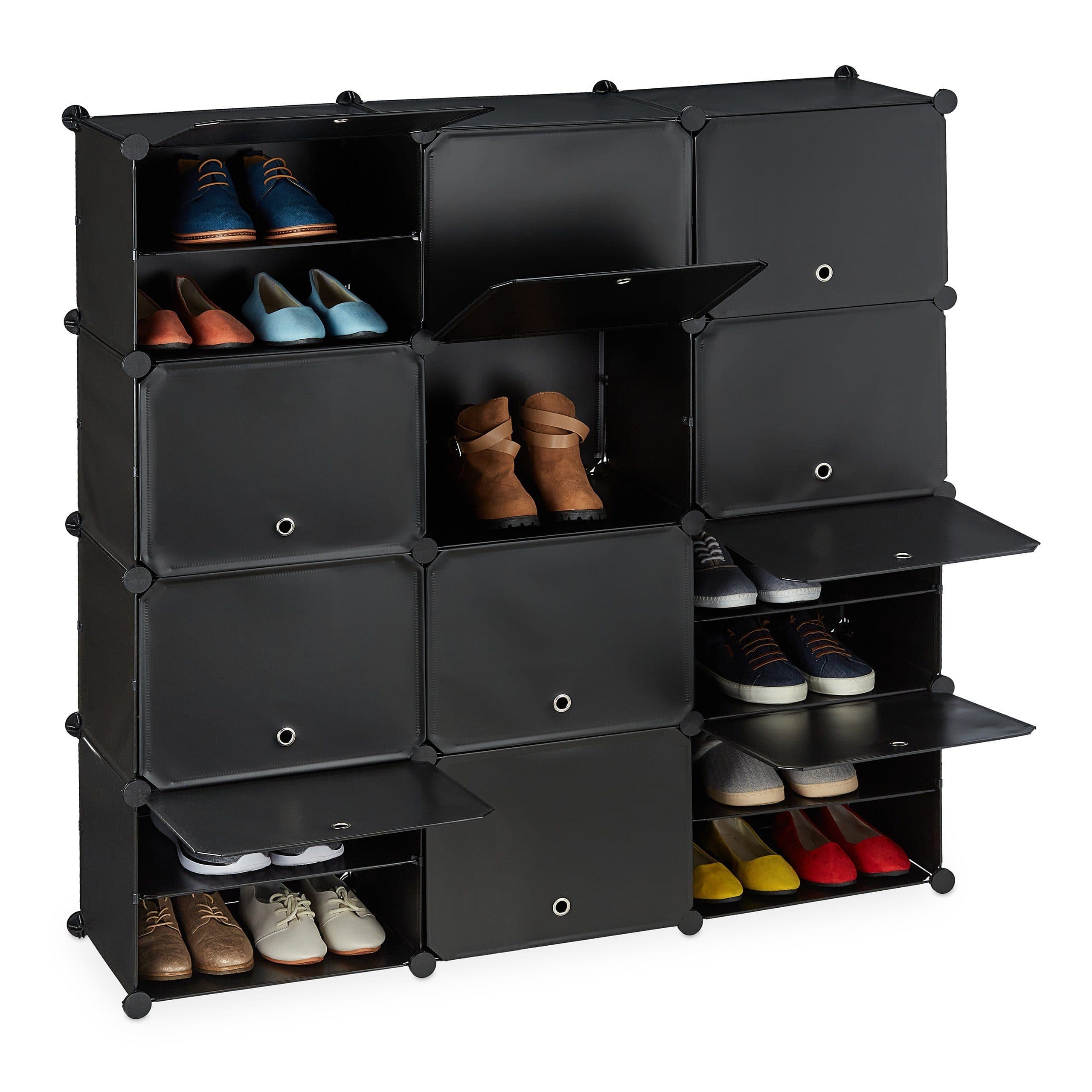 Schuhschrank aus Kunststoff, Schwarz, modular - Bild 2