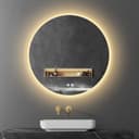 Apejoy Badspiegel 60 cm Round LED Schwarz Metallrahmen Antibeschlag Bild 2