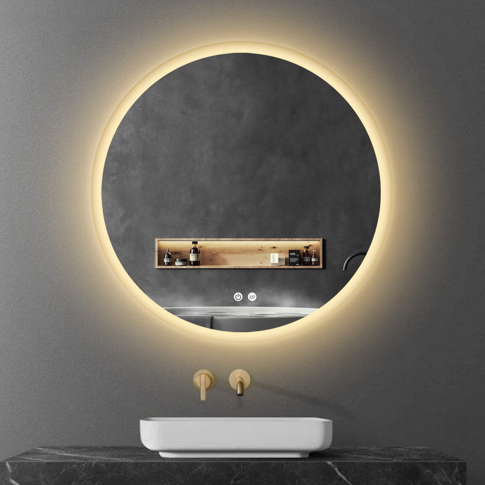 Apejoy Badspiegel 60 cm Round LED Schwarz Metallrahmen Antibeschlag - Bild 2