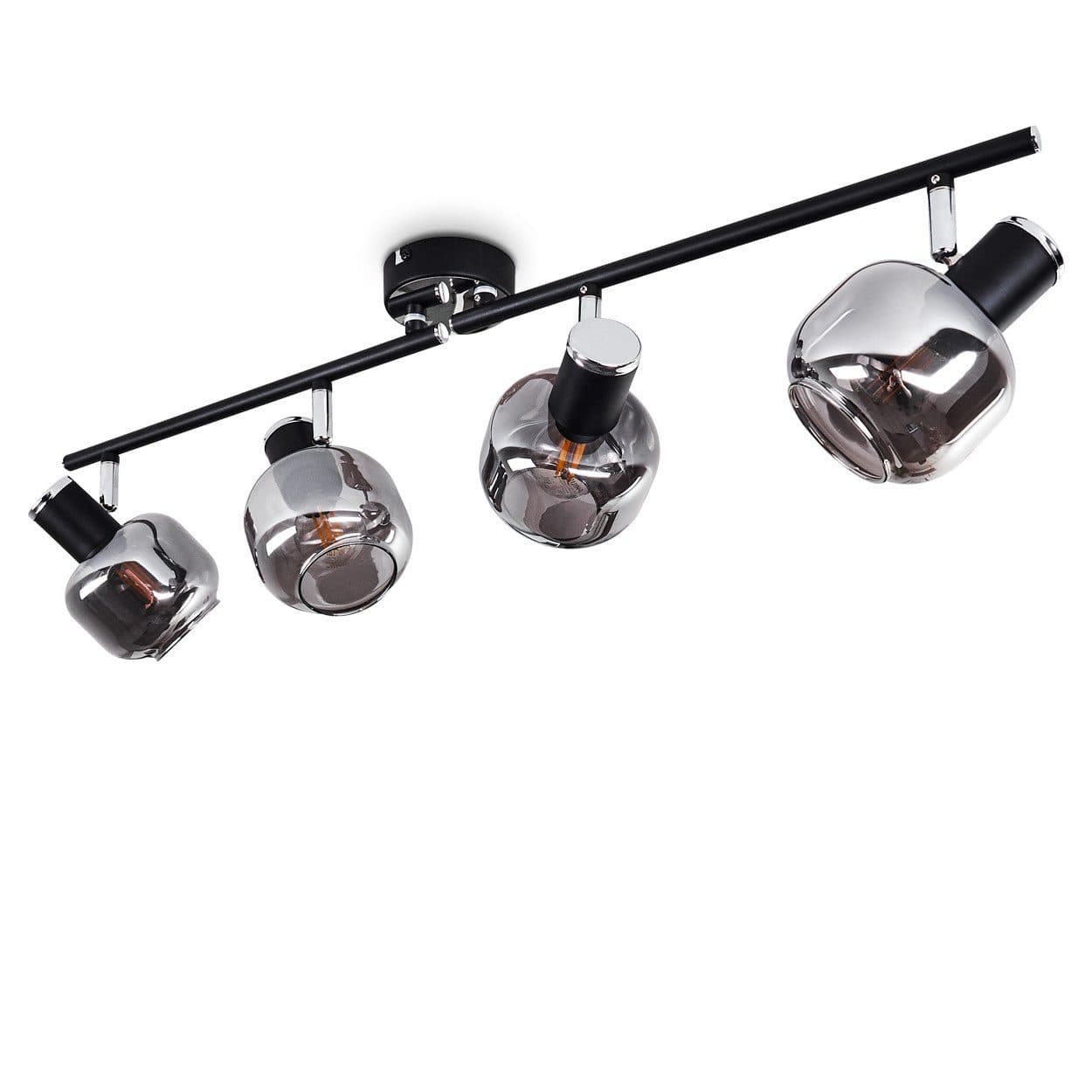 hofstein Deckenleuchte Perito Schwarz Chrom Rauchglas 4x E14 - Bild 2