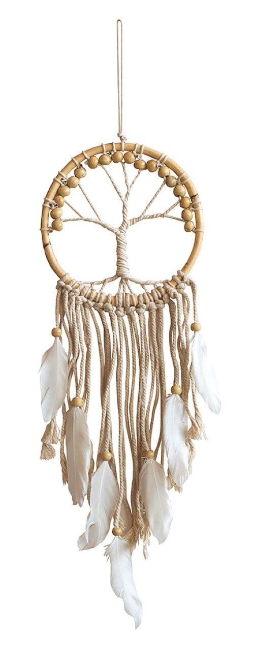 Saraswati Traumfänger Tree of Life Rattan Baumwolle Natur