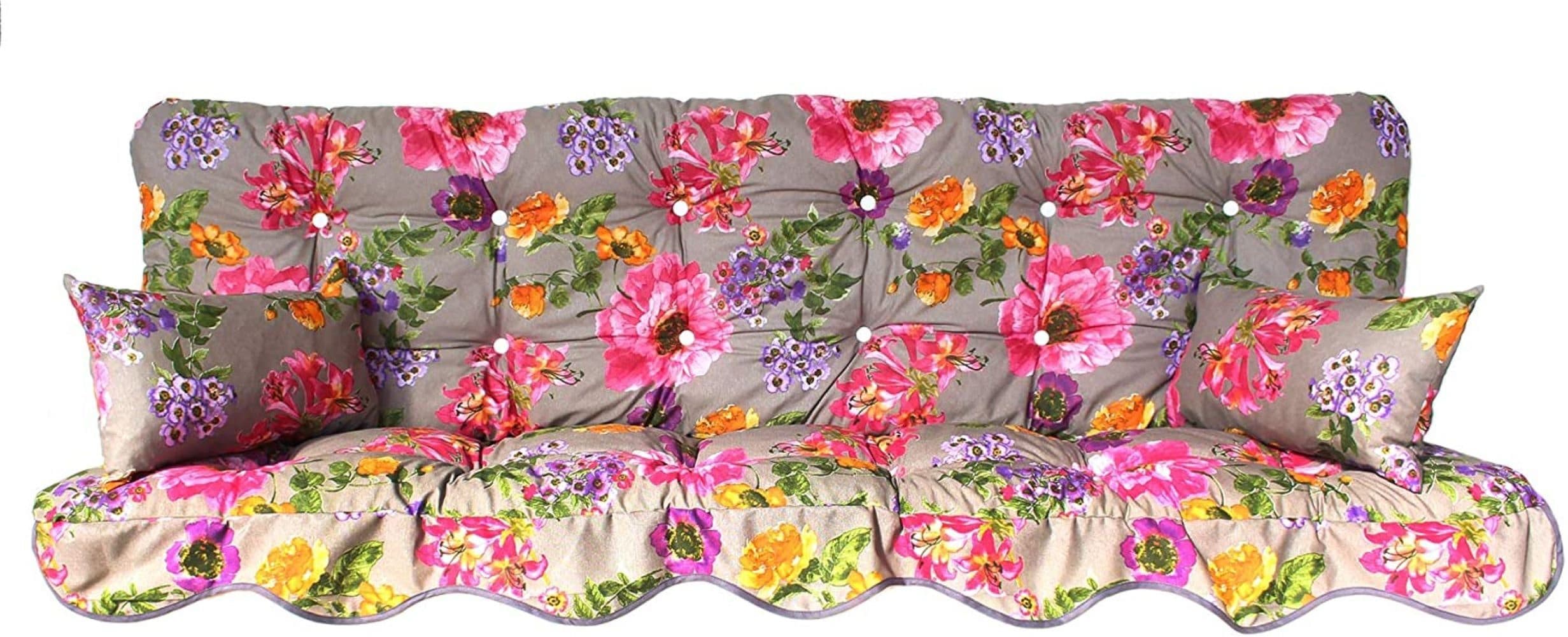 Kühnemuth Auflagekissen Set Hollywoodschaukel 150x50 cm mit Seitenkissen