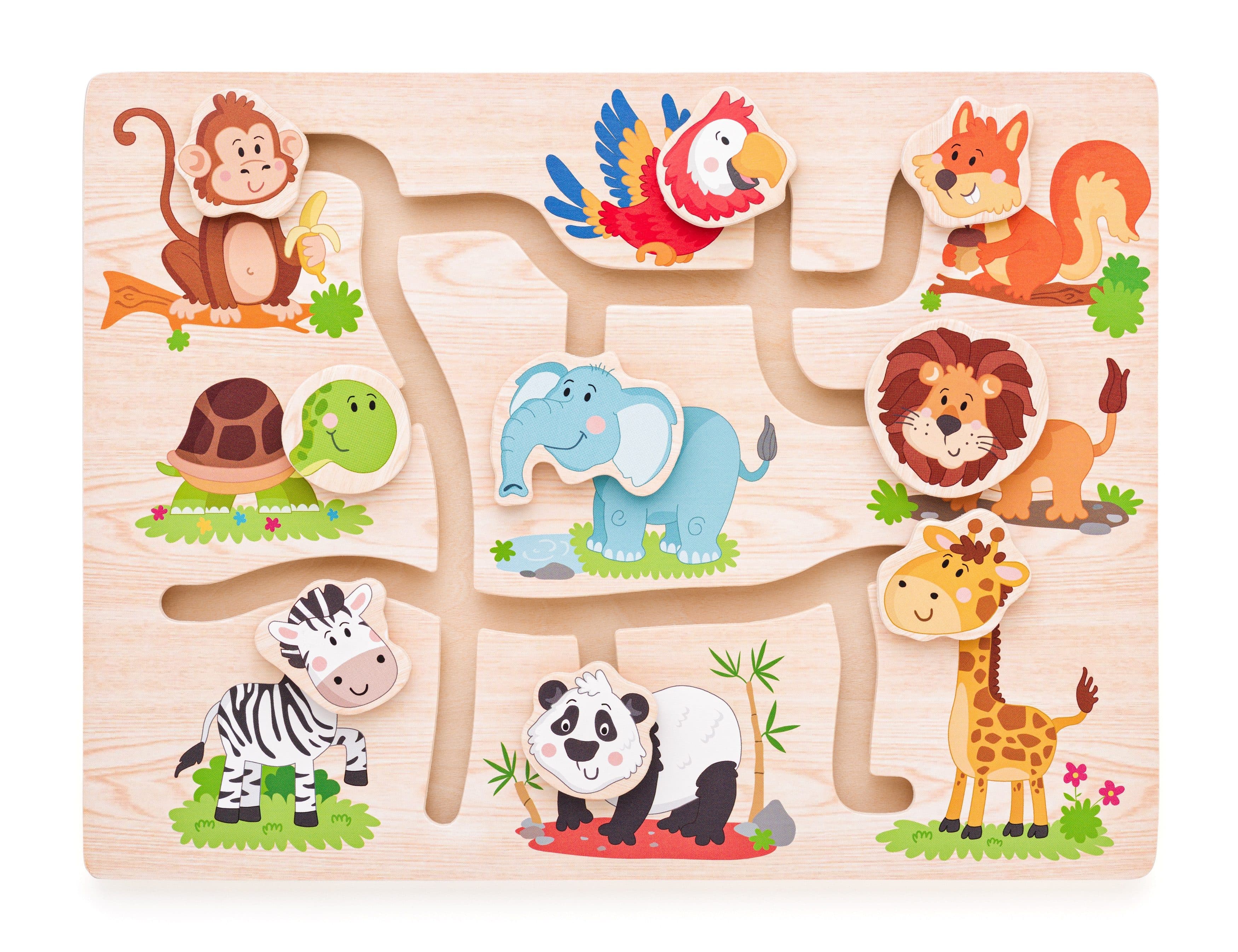 Woodyland Lernspielzeug Motorikbrett 90313 Holz Puzzle Labyrinthspiel Tiere - Bild 2