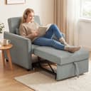HOMCOM Schlafsofa Grau mit Verstellbarer Rückenlehne und Bettfunktion Bild 2