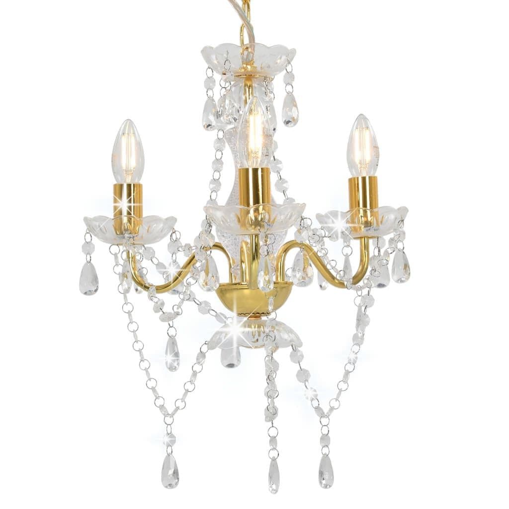 furnicato Kronleuchter Gold 3x E14 mit Perlen - Bild 2