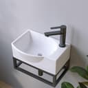 AQUALAVOS Hängewaschbecken Weiß Keramik Eckig-Oval Bild 2