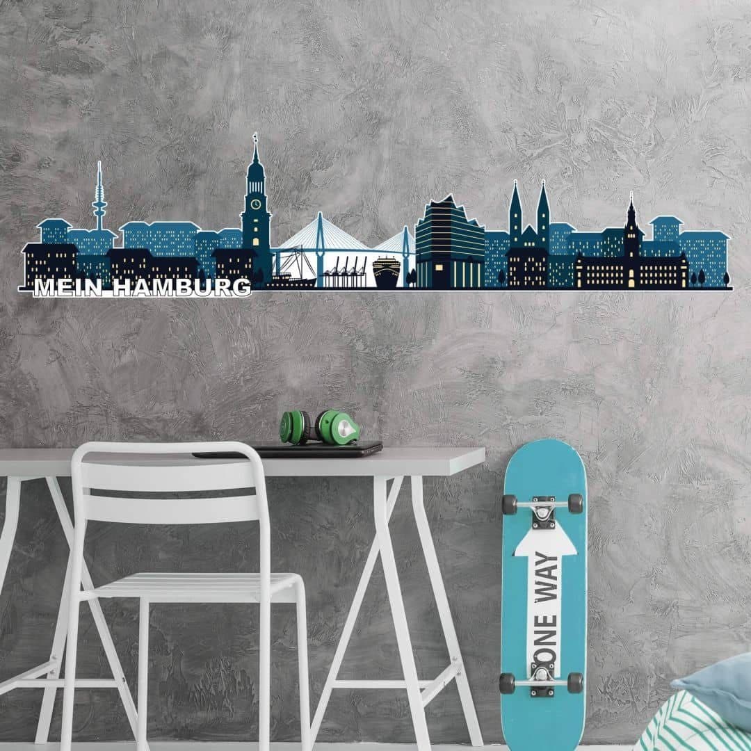 Wandtattoo Hamburg Skyline Elbphilharmonie Selbstklebend 120cm