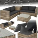 tectake Loungeset Rattan Lounge 5-tlg. Robustes Gestell Bild 2