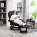 HOMCOM Relaxsessel 360° drehbar mit Hocker, Schwarz Kunstleder Bild 2
