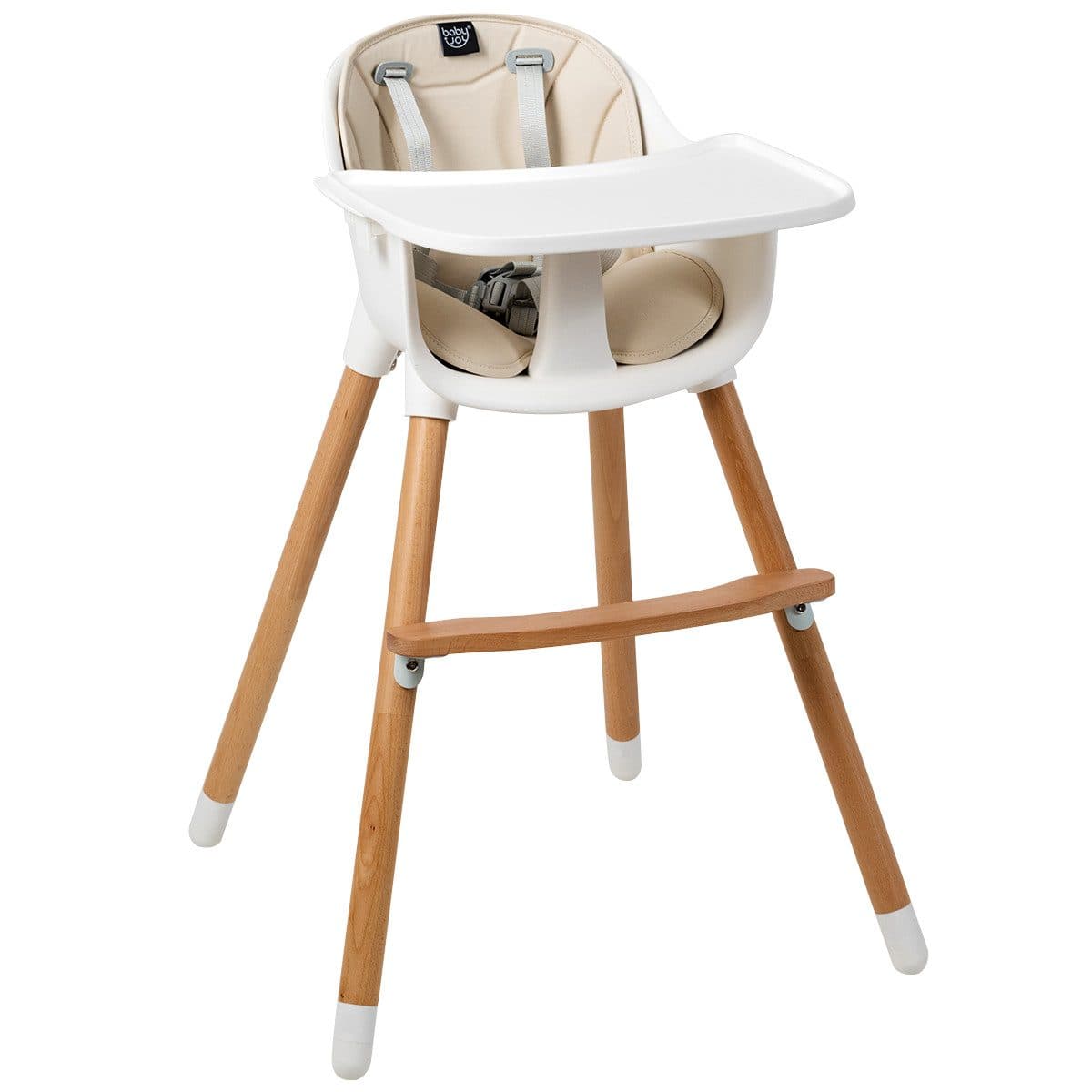 COSTWAY Hochstuhl 2 in 1 Babystuhl aus Holz höhenverstellbar - Bild 2