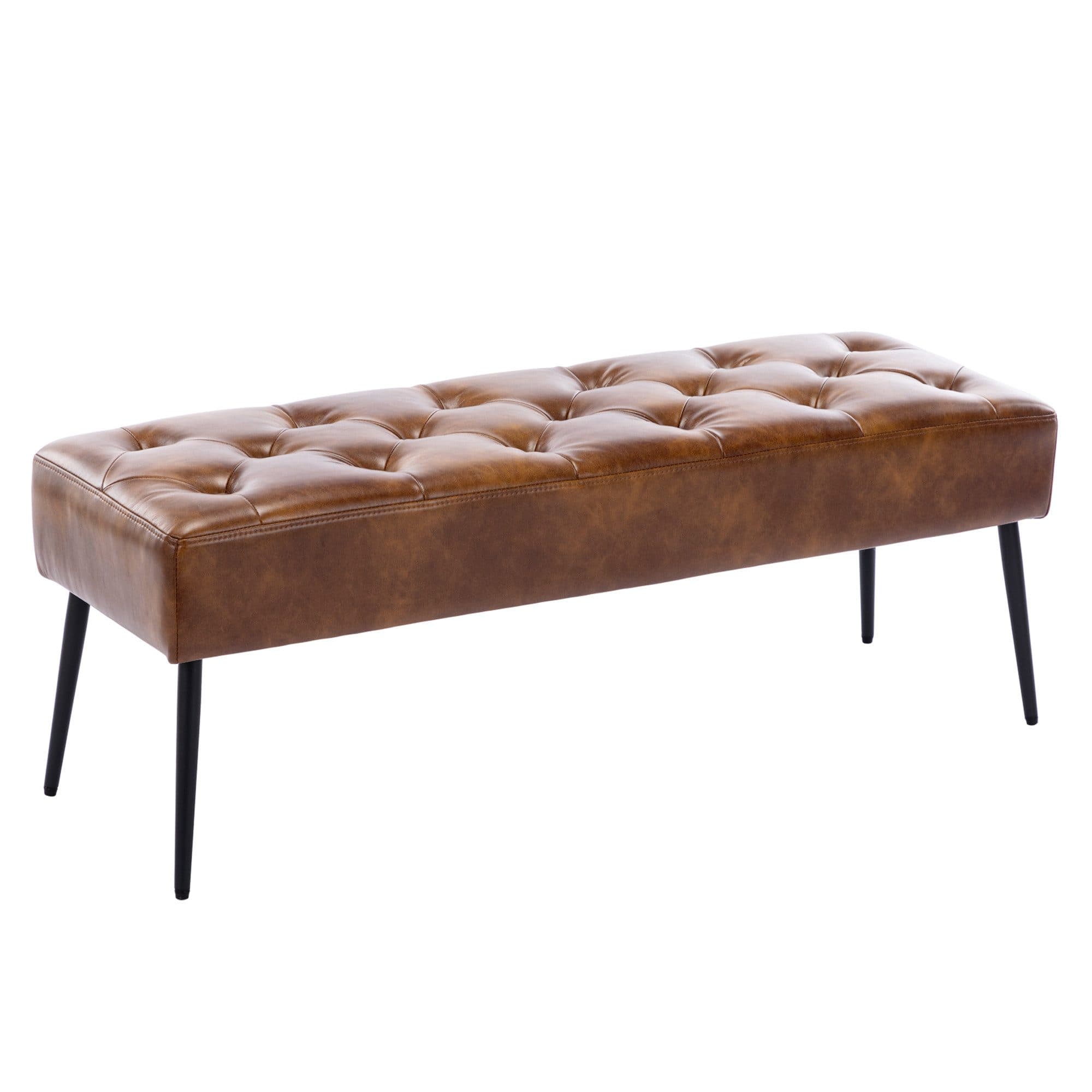 Duhome Sitzhocker 9130C Retro Samt Sitzbank mit Metallbeinen Gelbbraun - Bild 2