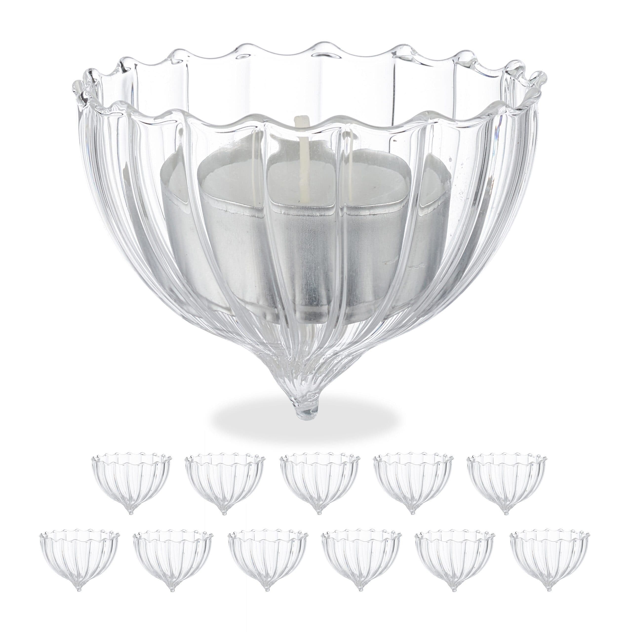 relaxdays Teelichthalter schwimmend 12er Set Transparent Glas - Bild 2