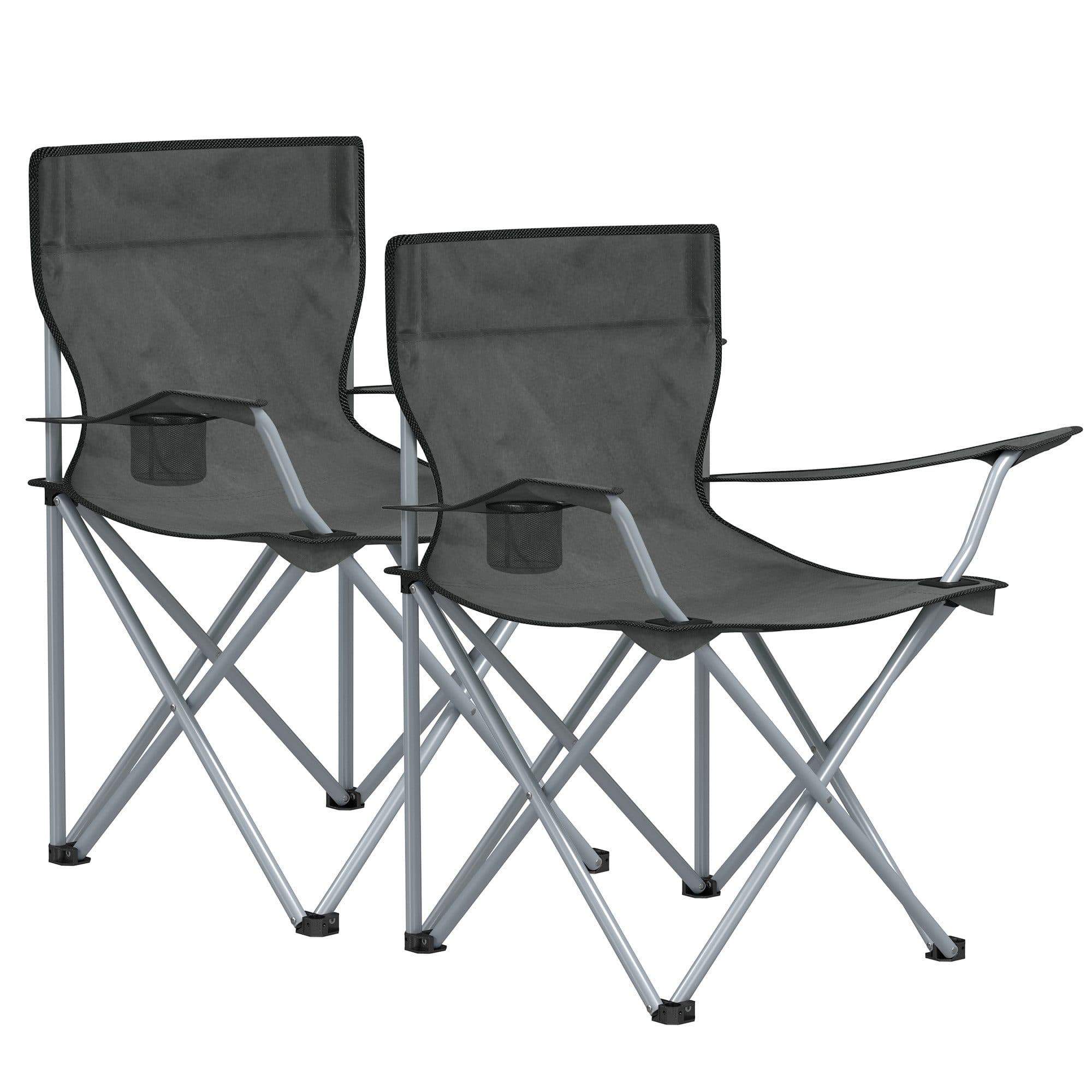 SONGMICS Campingstuhl 2er Set Klappstuhl Grau mit Armlehnen - Bild 2