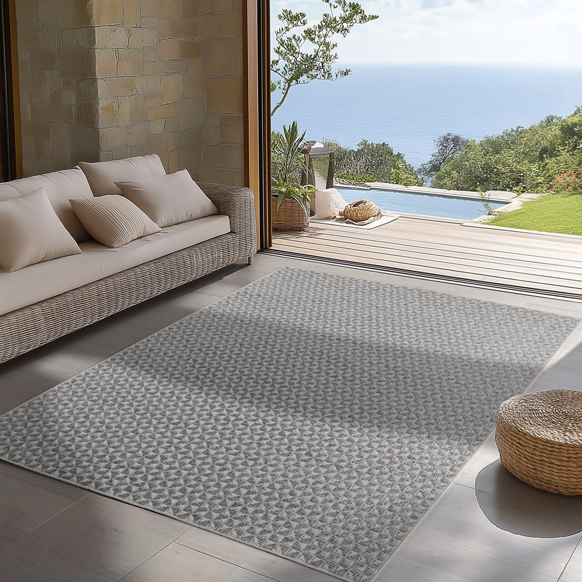 Carpettex Outdoorteppich Grau Boho Design Wetterfest - Bild 2