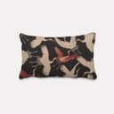 SCHÖNER LEBEN. Kissenhülle GobelCranebird Paradise Kraniche Schwarz Rot Beige Bild 2