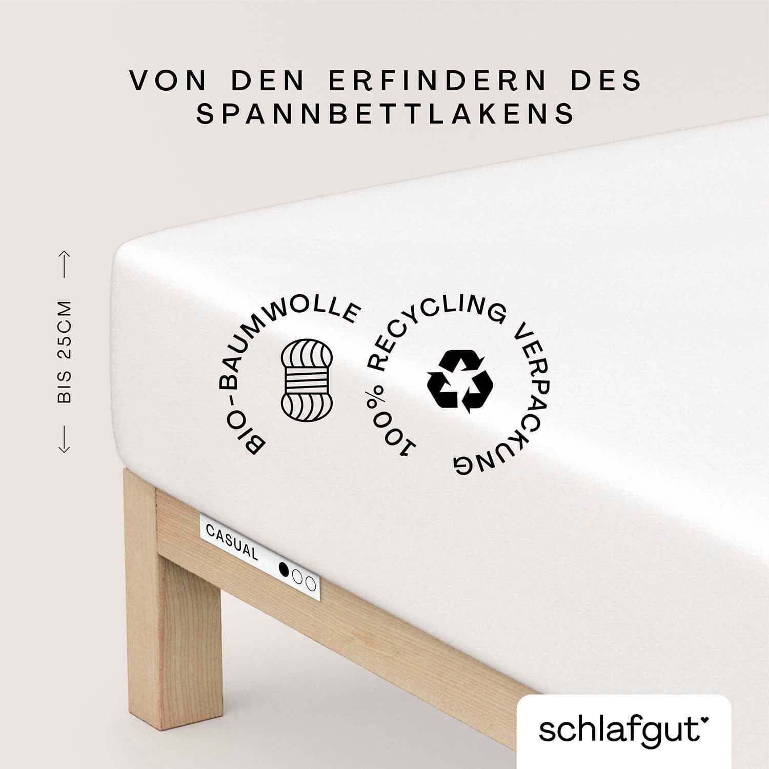 Schlafgut Spannbettlaken CASUAL 100% Bio-Baumwolle Jersey Weiß - Bild 2