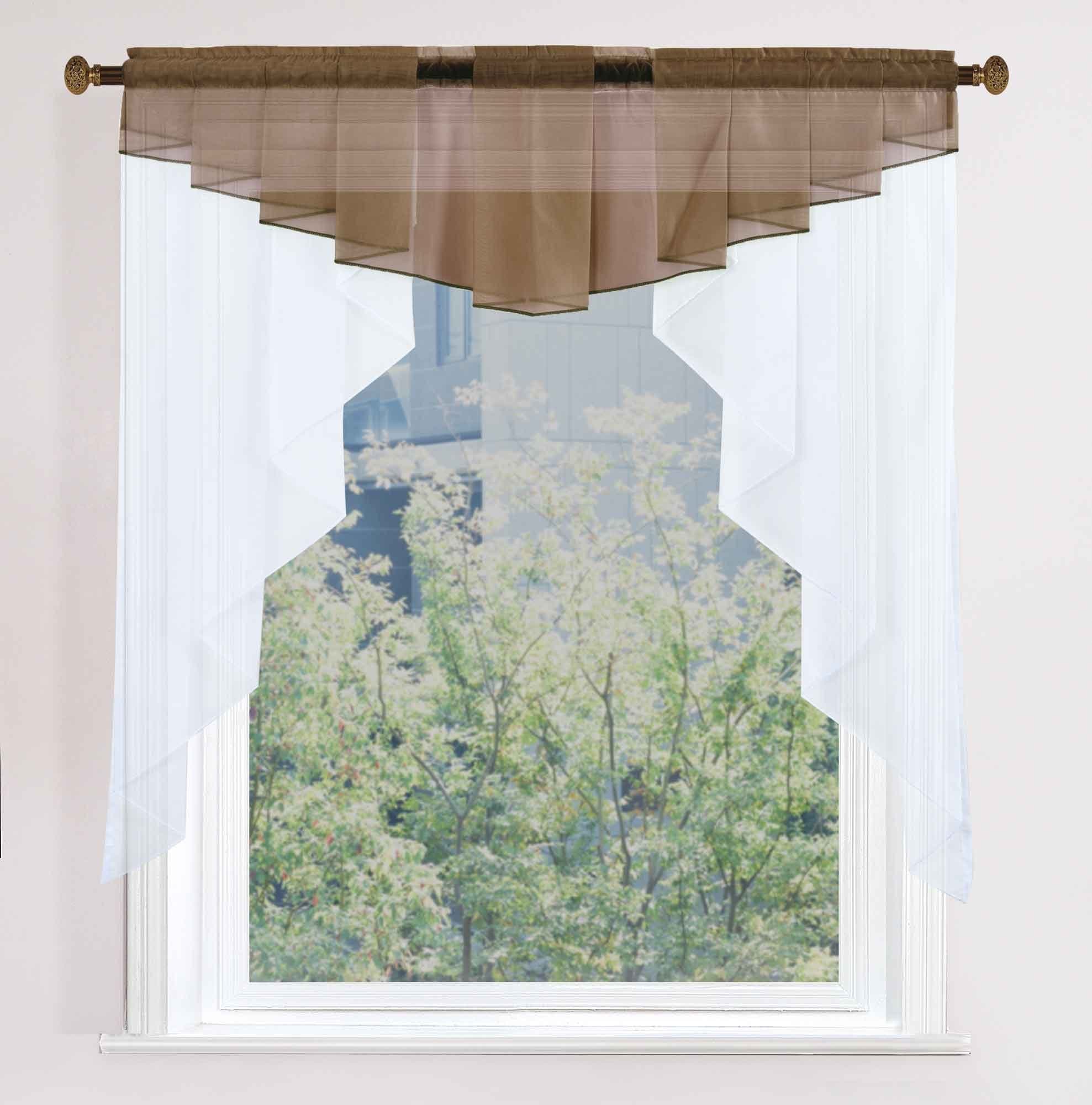 Gardinenbox Scheibengardine MEIßEN Taupe M-Bogen Voile 100x100 cm - Bild 2
