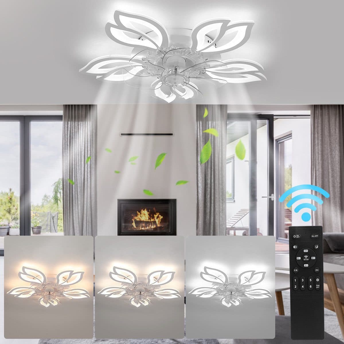 LETGOSPT Deckenventilator mit Lampe 85W LED 6 Geschwindigkeiten - Bild 2