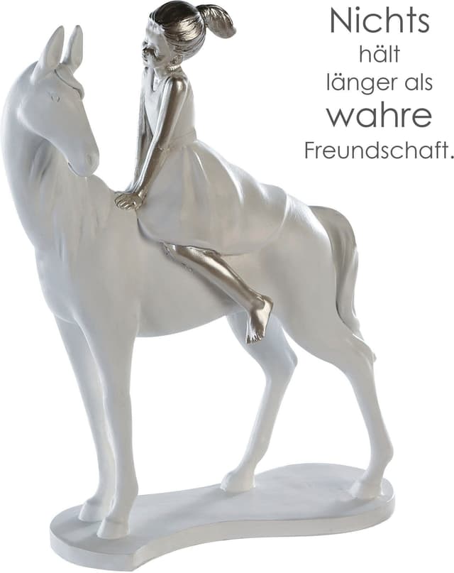 Gilde Girl on Horse Skulptur - Weiß - Kunstharz - Dekorativ