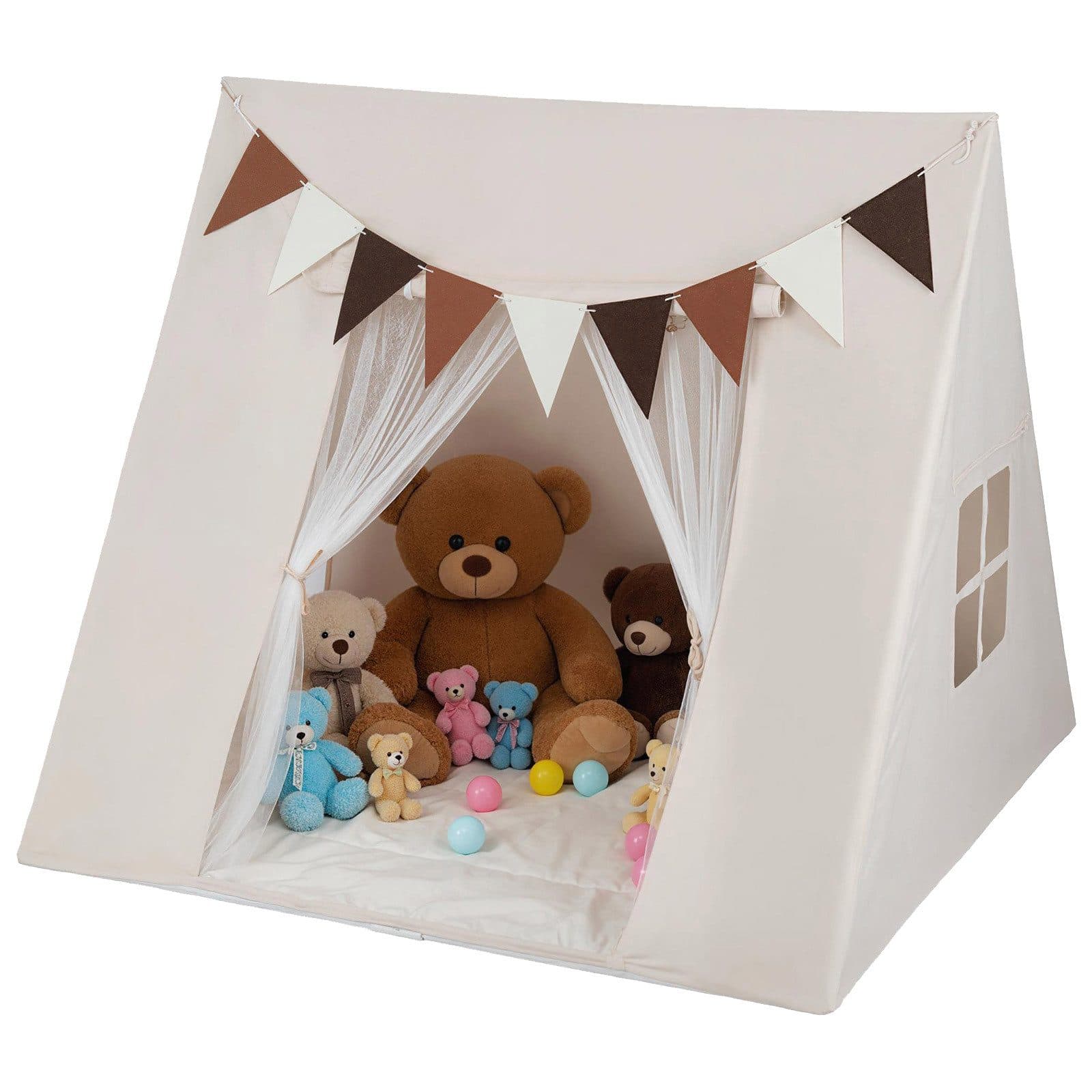 COSTWAY Spielzelt Beige Indoor-Spielzelt mit waschbarer Matte
