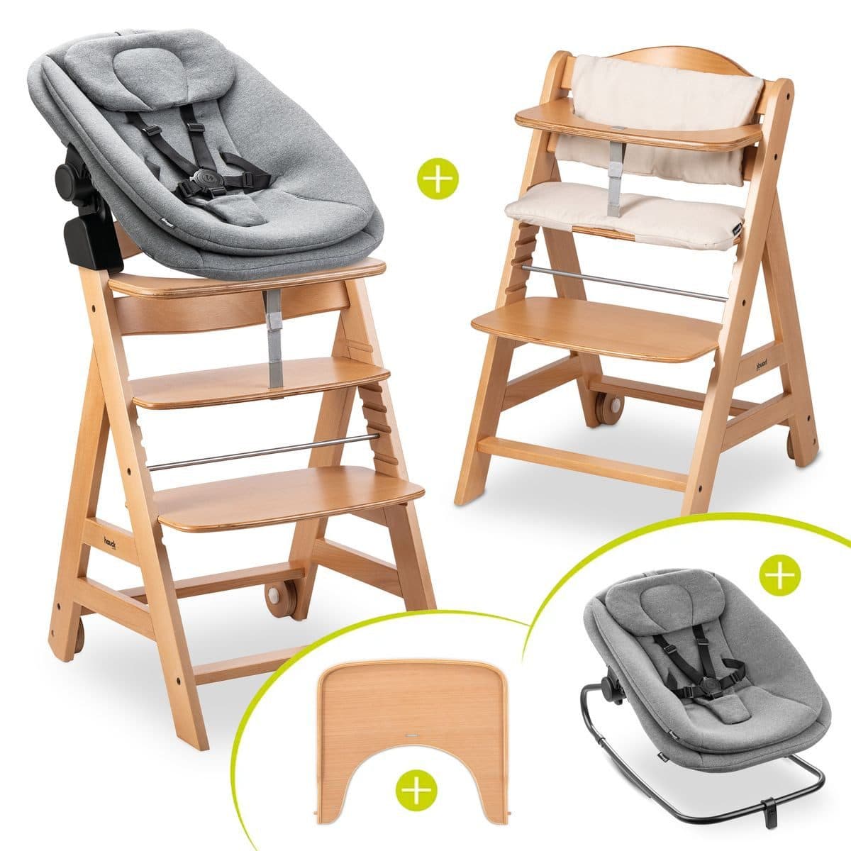 Hauck Hochstuhl Beta Plus Natural 3in1 Bouncer Set Holz Babystuhl - Bild 2