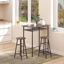 HOMCOM Bartisch Set 3-teilig Schwarz Industriestil mit Regal Bild 2